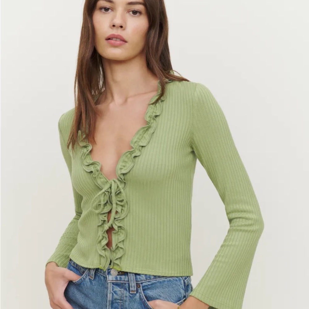 Reformation Gellar Ruffle Cardigan